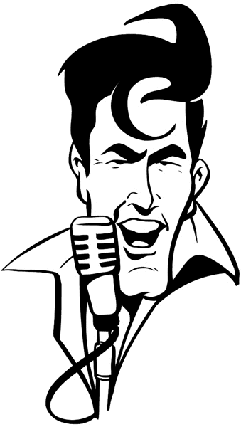 Male singer with microphone vinyl sticker. Customize on line.  Music 061-0411